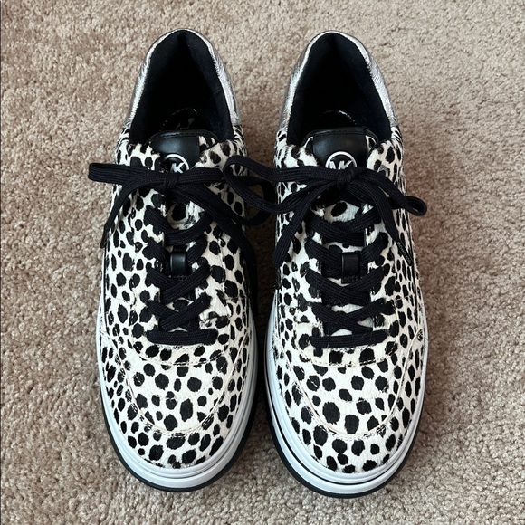 NWOT Michael Kors Hayes Cheetah Calf Hair Platform Sneakers - Picture 4 of 12